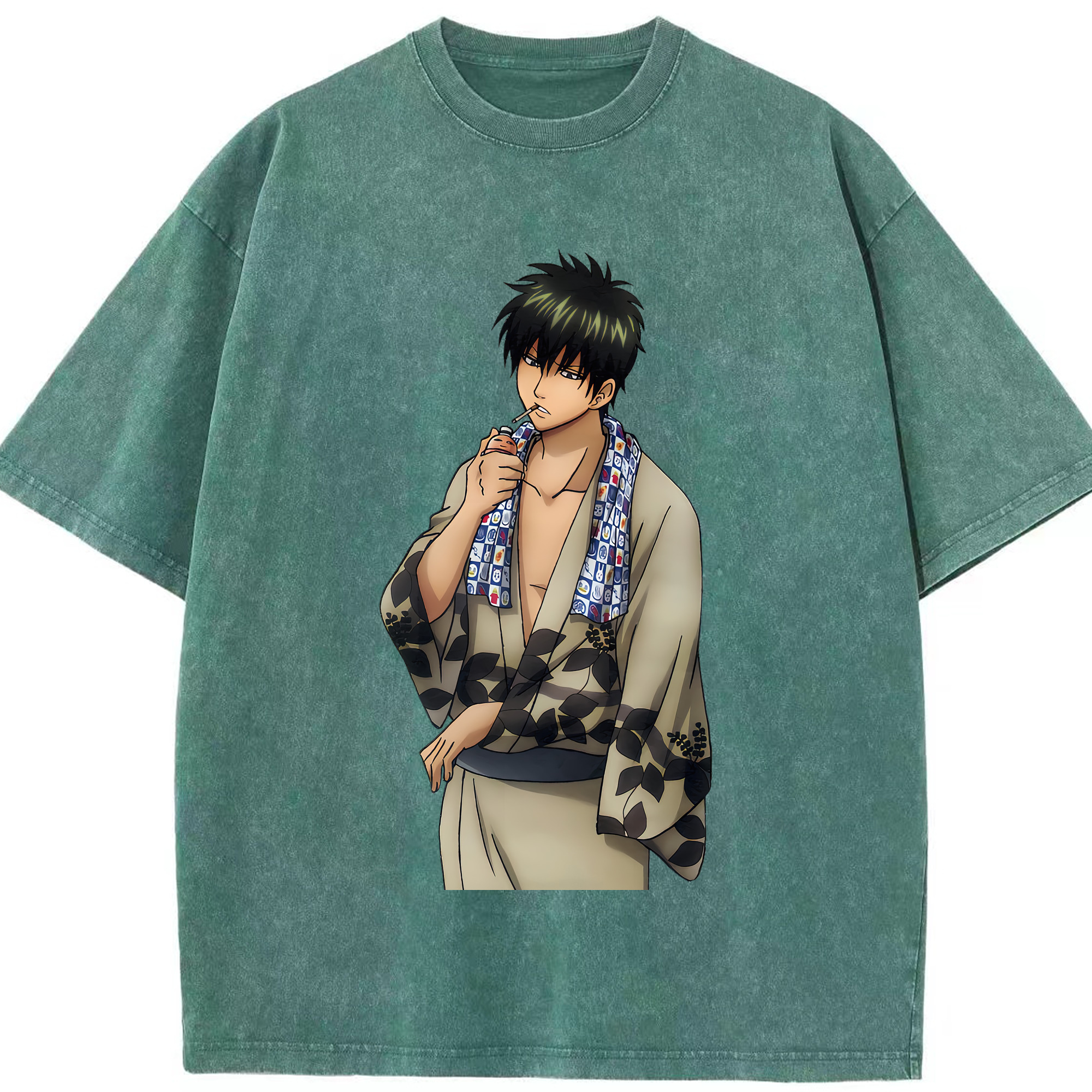 （画像用） ぎんたま 坂田銀時（さかたぎんとき） 神楽 志村新八（しむら しんぱち） GINTAMA Sakata Gintoki Kagura Shimura Shinpachi 綿100% ヴィンテージ風 半袖Tシャツ（フロントプリント）